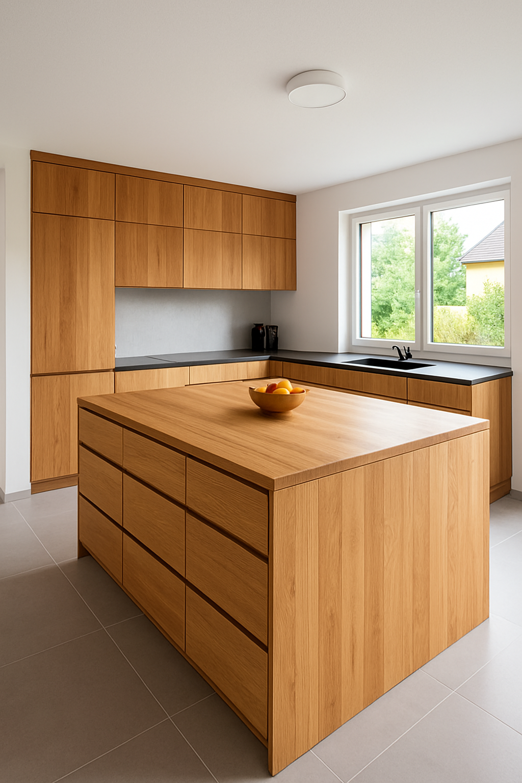 Moderne Familienküche aus Wildeiche