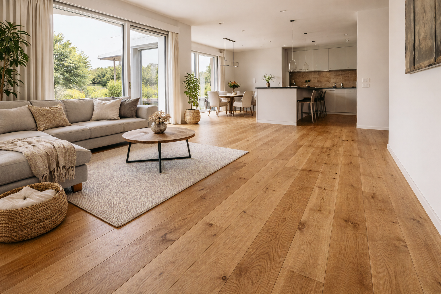 Eichenparkett in modernem Einfamilienhaus